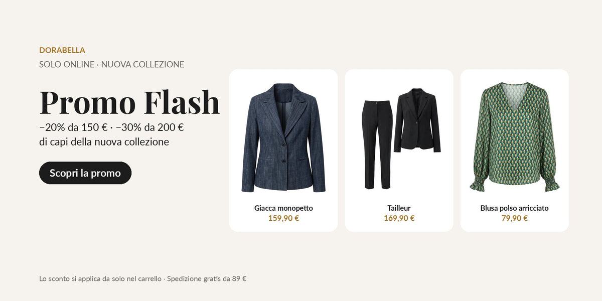 Promo Flash: −20% da 150 €, −30% da 200 € sulla nuova collezione