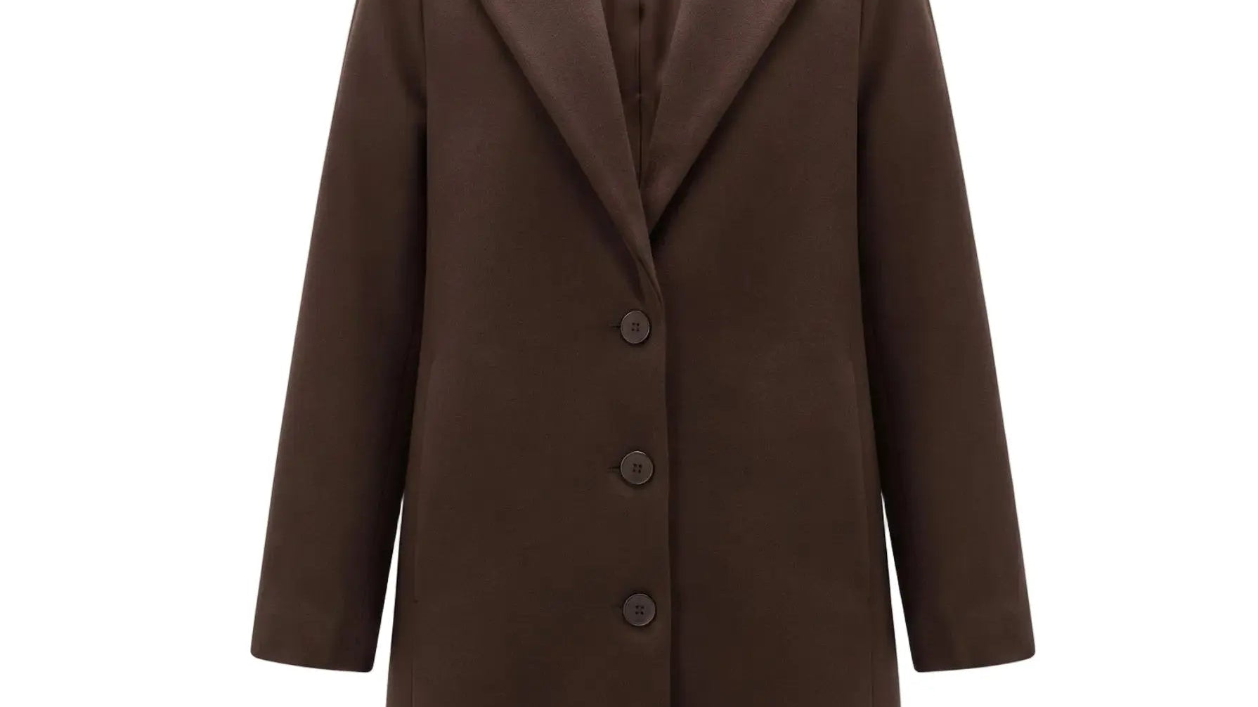 Cappotto Midi Evergreen Dorabella nero con colletto a revers e chiusura a tre bottoni