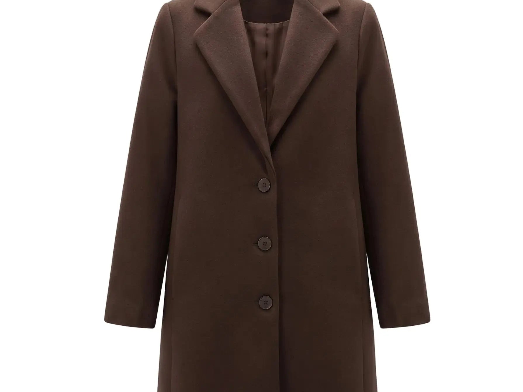 Cappotto Midi Evergreen Dorabella nero con colletto a revers e chiusura a tre bottoni