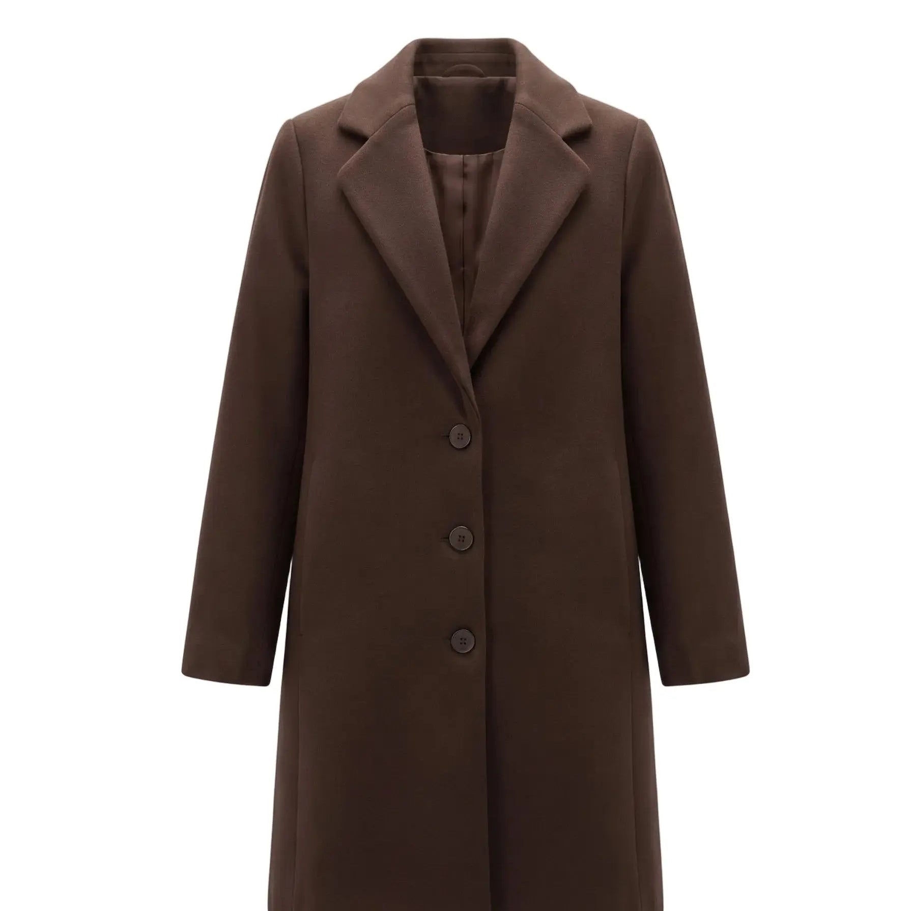 Cappotto Midi Evergreen Dorabella nero con colletto a revers e chiusura a tre bottoni