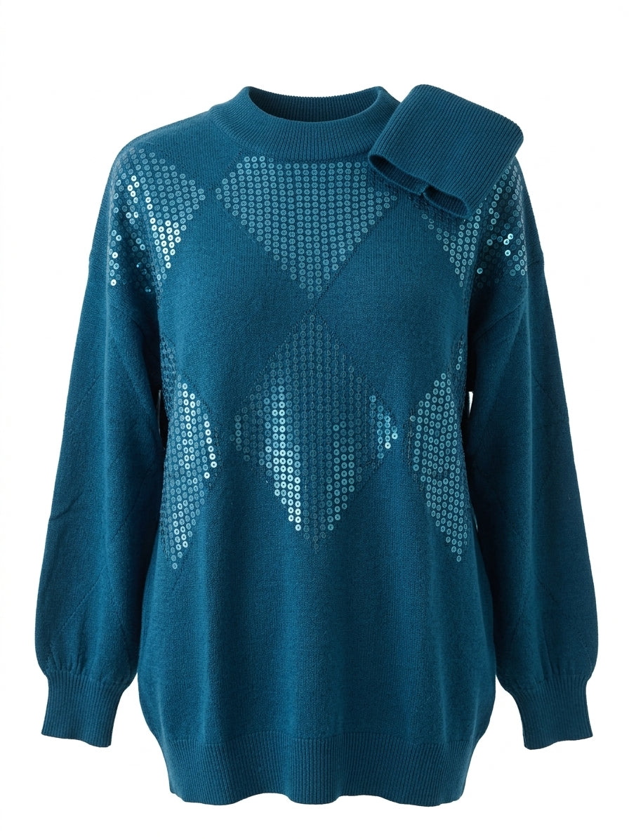 Maglia collo removibile e rombi paillettes