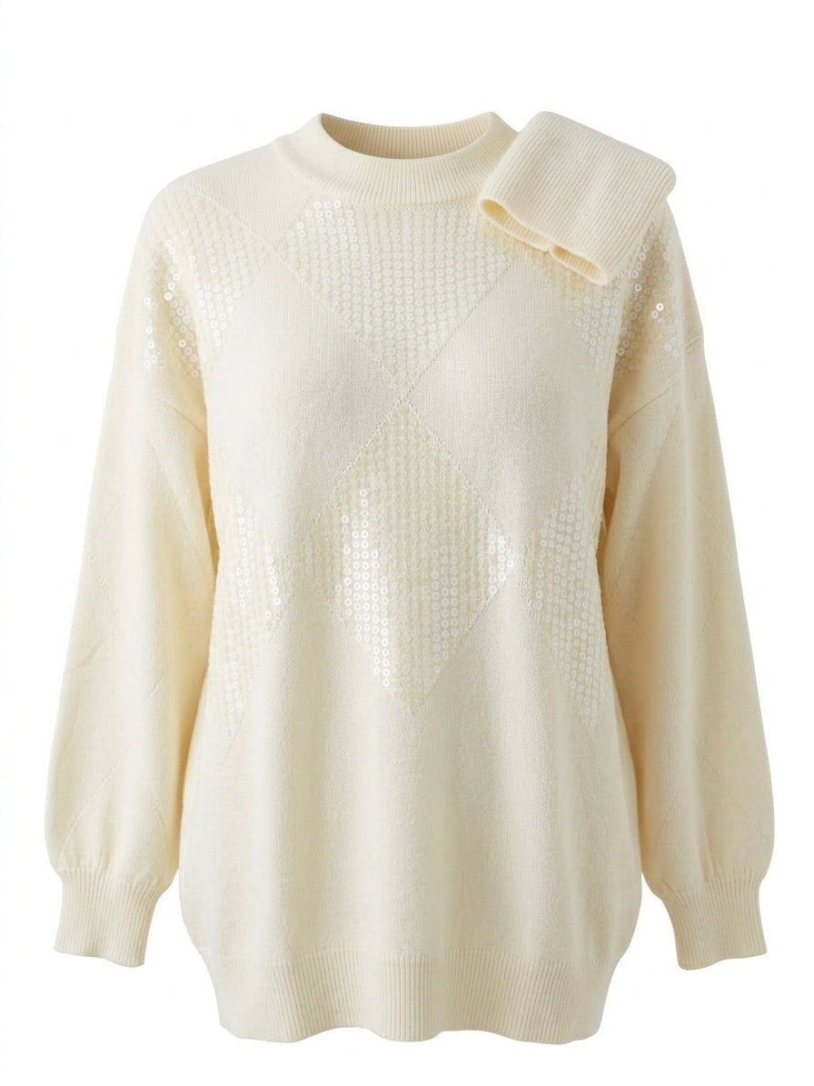 Maglia collo removibile e rombi paillettes