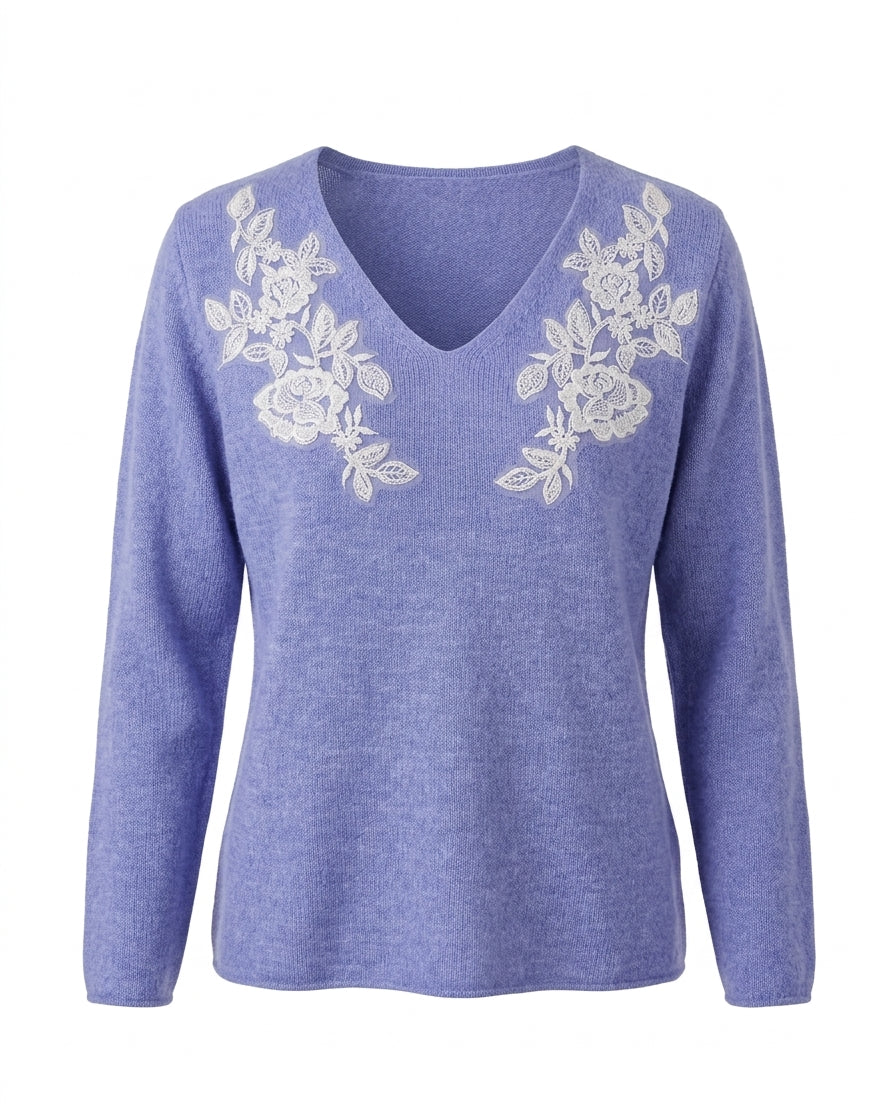 Maglia scollo a V con fiori