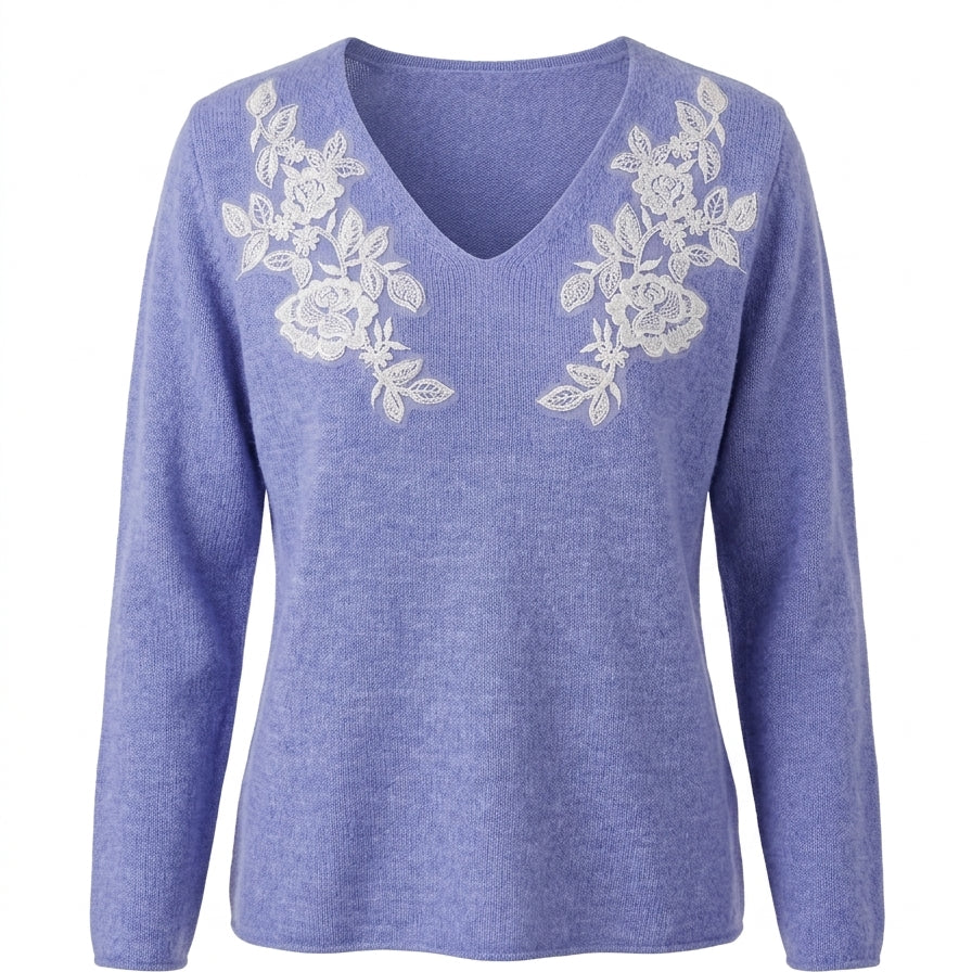 Maglia scollo a V con fiori