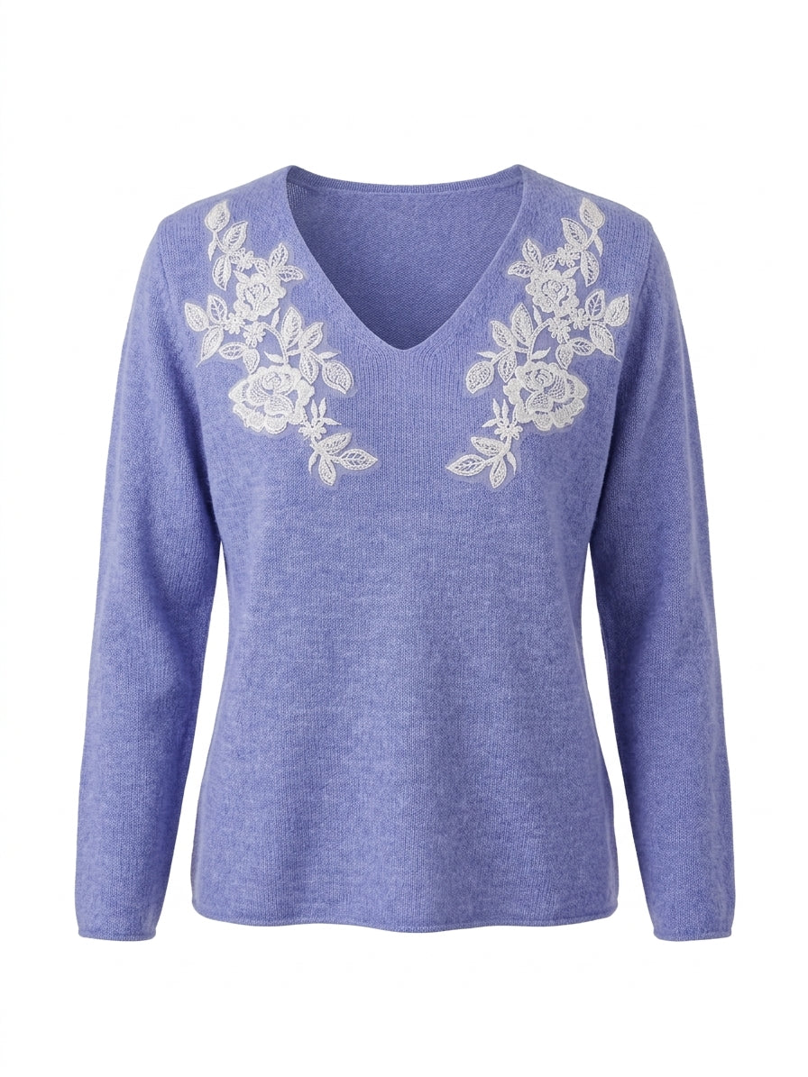 Maglia scollo a V con fiori