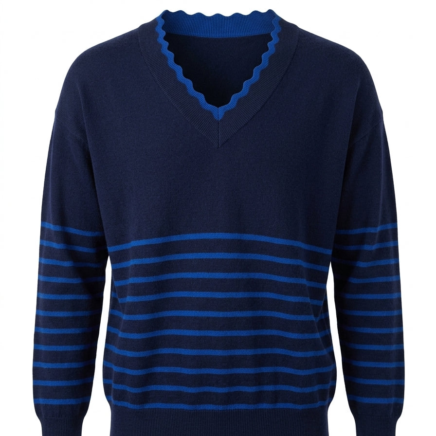Maglia a righe con scollo a V