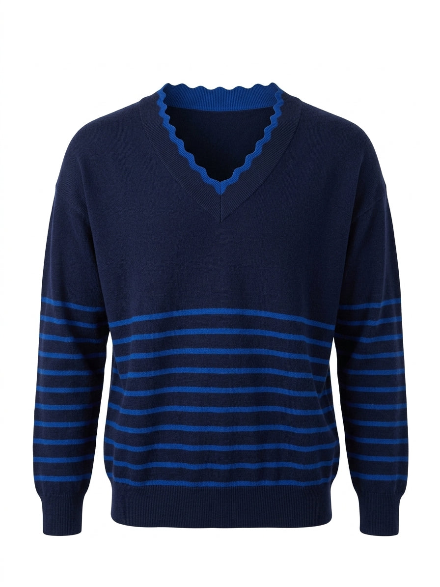 Maglia a righe con scollo a V