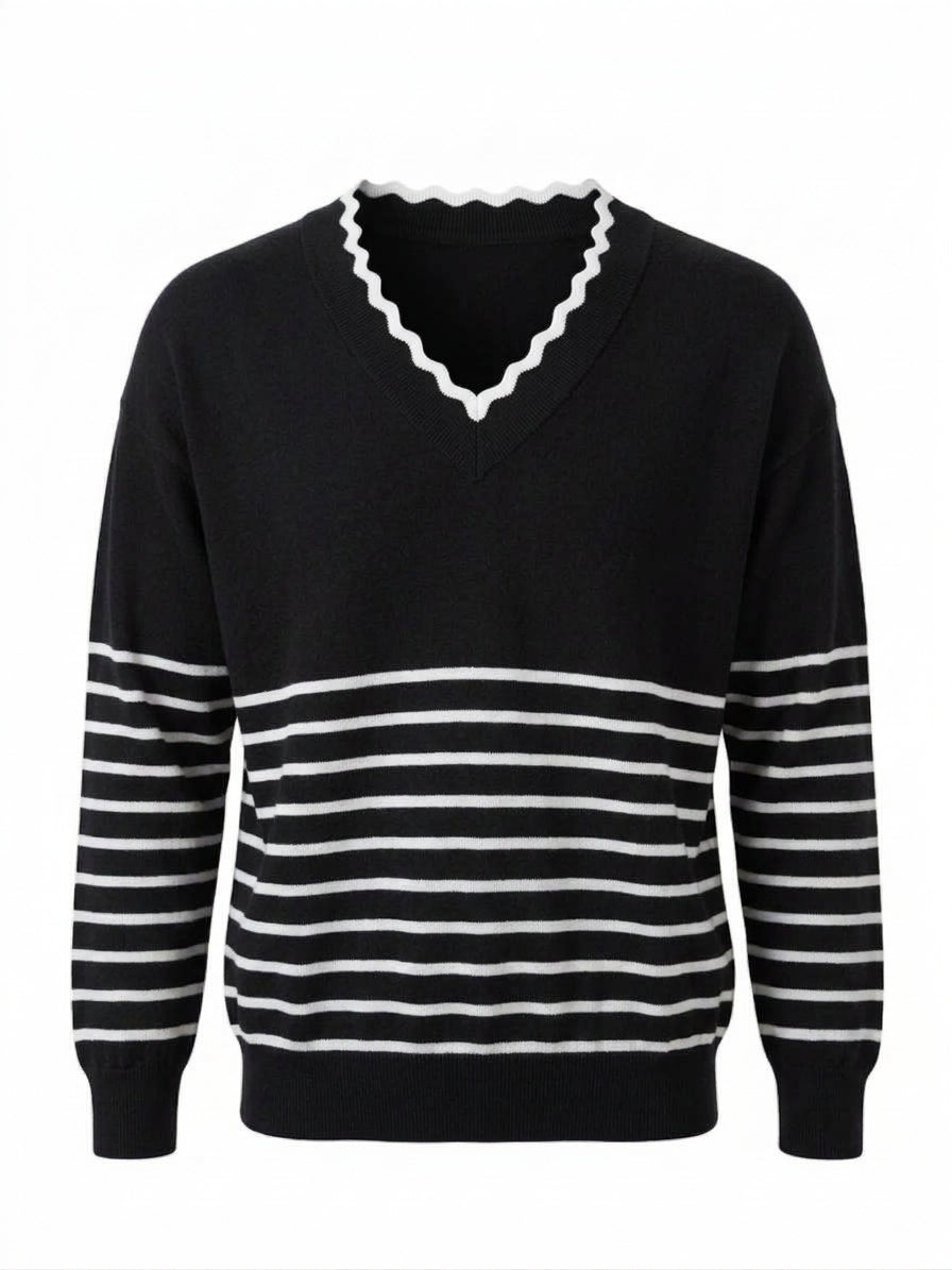 Maglia a righe con scollo a V