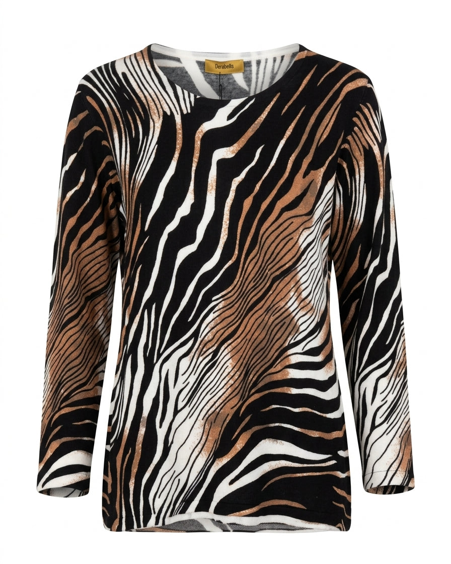 Maglia girocollo animalier