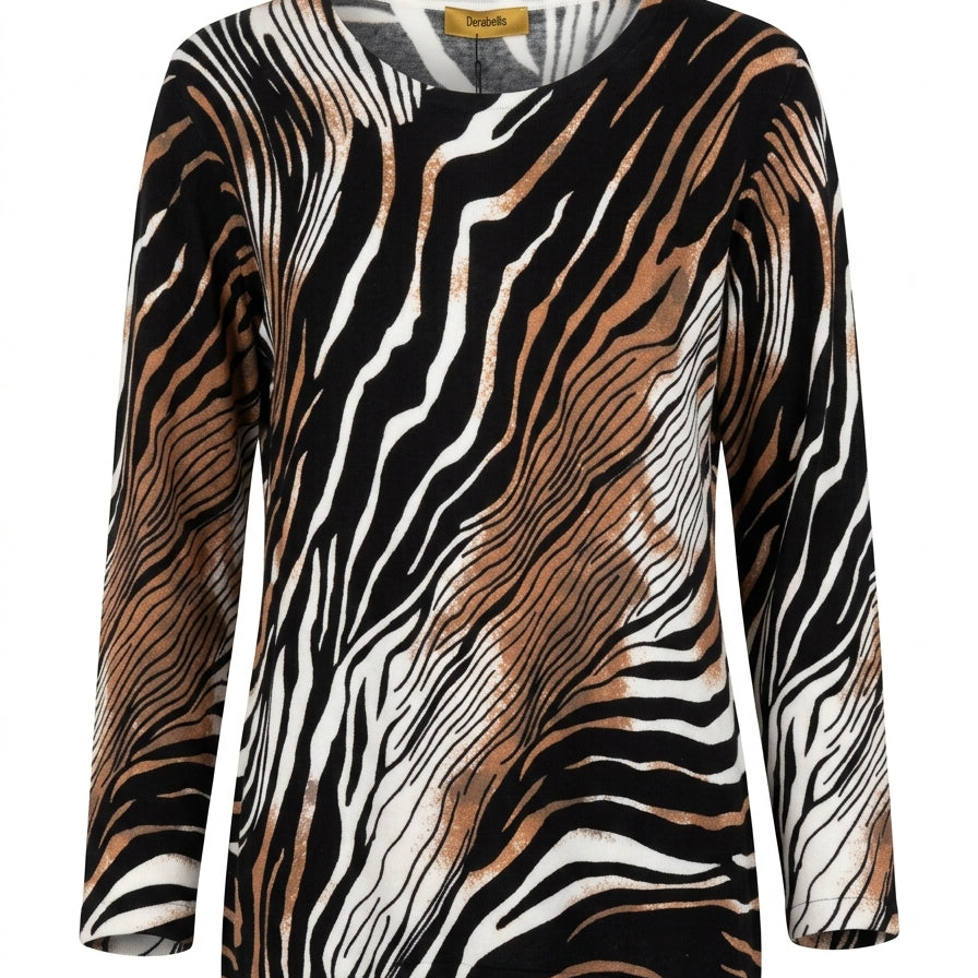 Maglia girocollo animalier