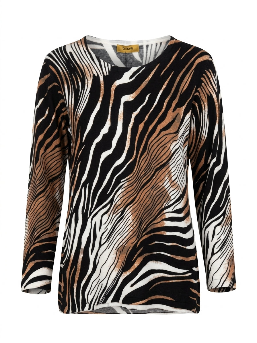 Maglia girocollo animalier