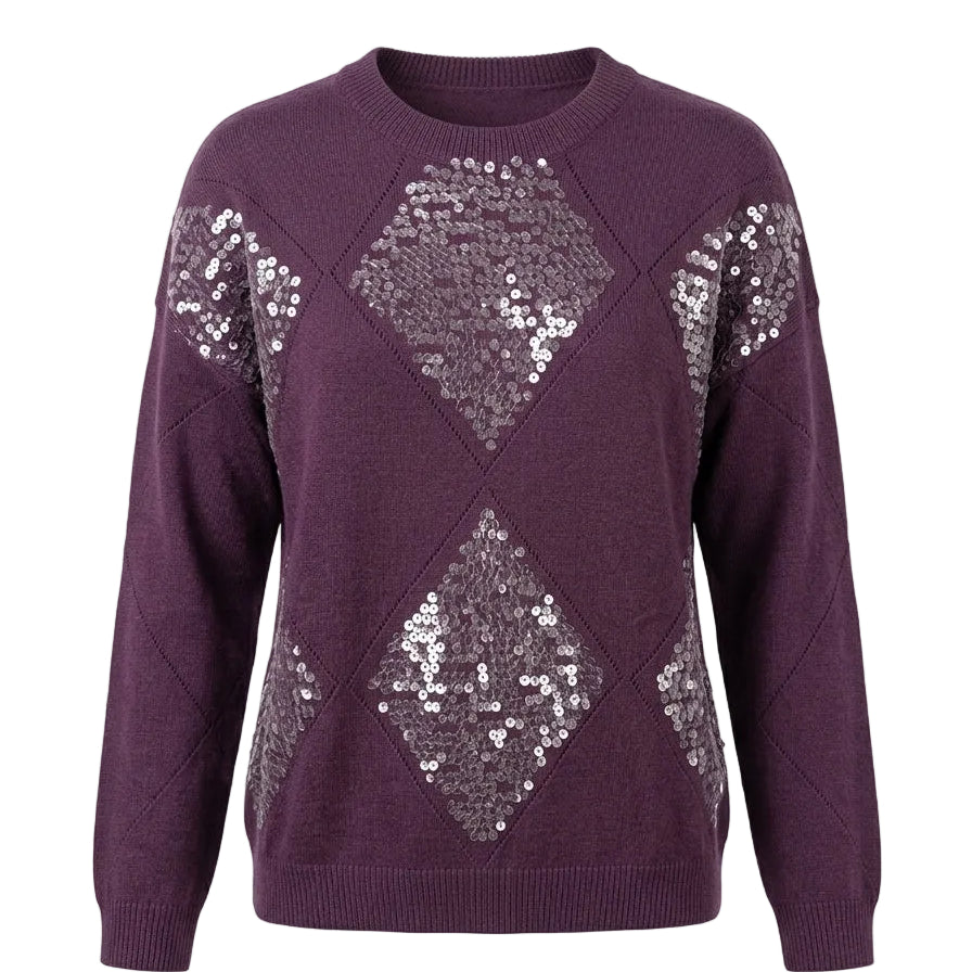 Maglia girocollo paillettes