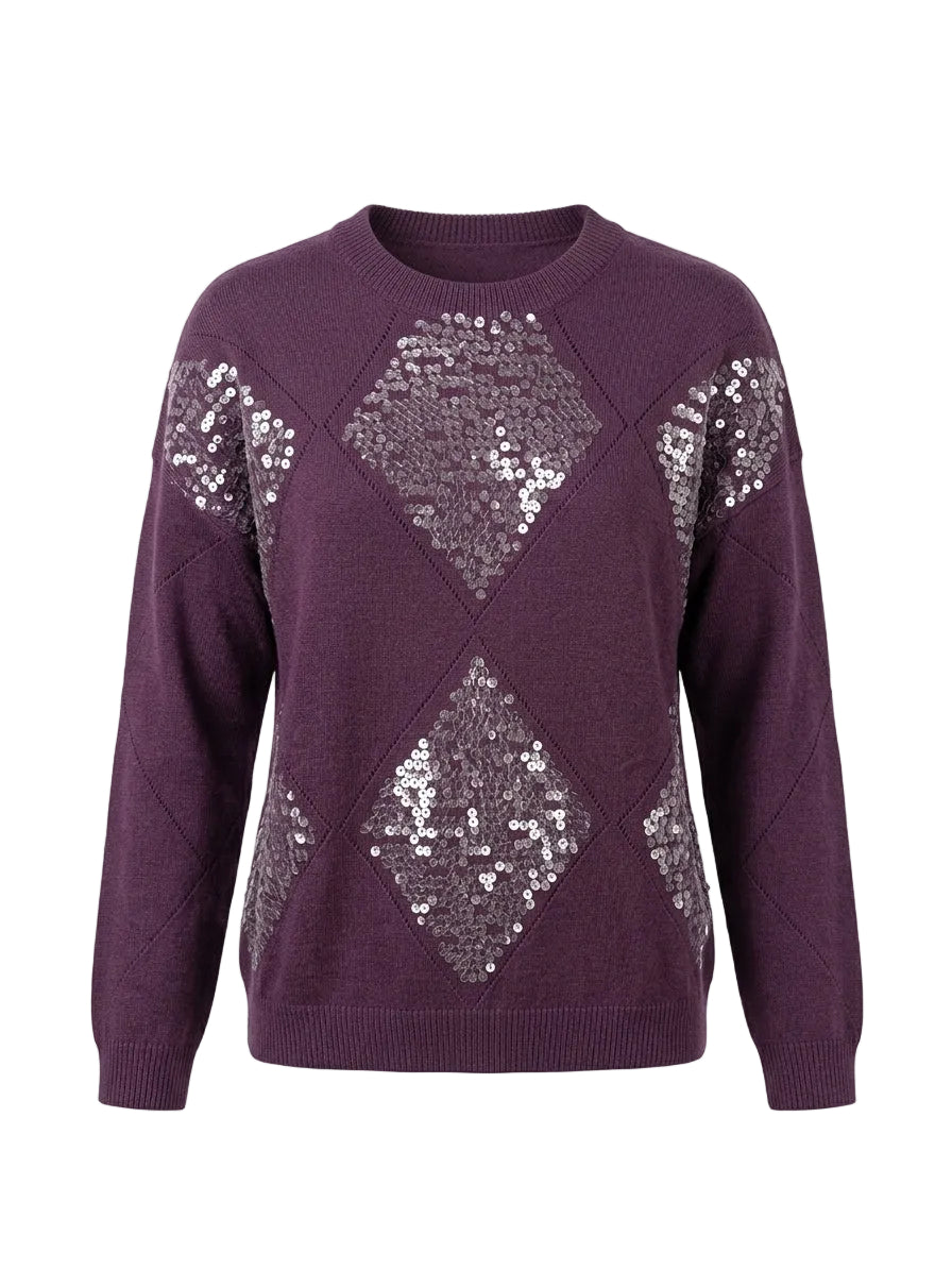 Maglia girocollo paillettes