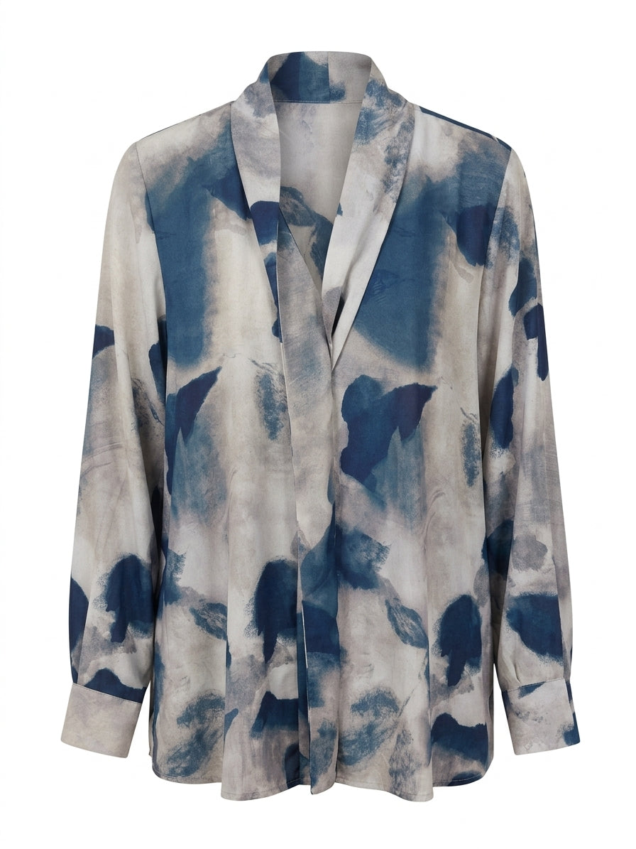 Blusa scollo a V con sciarpetta