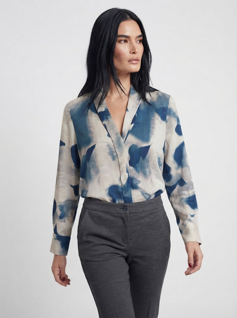 Blusa scollo a V con sciarpetta