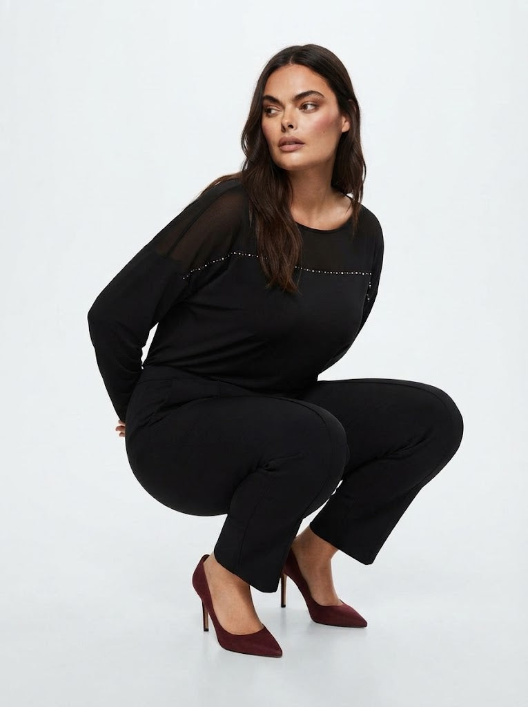 Blusa con carré trasparente