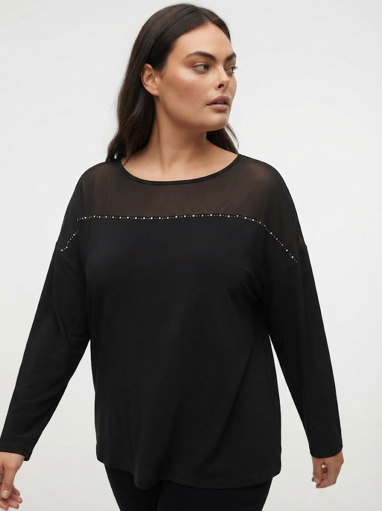 Blusa con carré trasparente