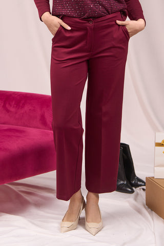 Pantaloni gamba dritta con tasche e bottone BORDEAUX