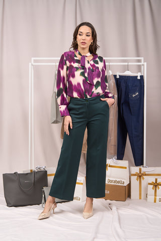 Straight leg trousers with pockets and button GREEN