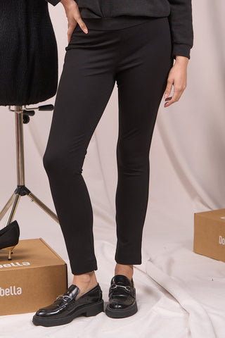 Pantaloni slim con vita elastica NERO