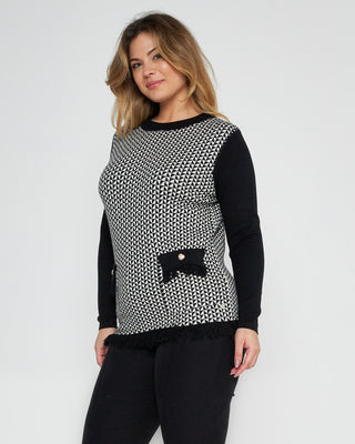 BLACK A geometric pattern sweater