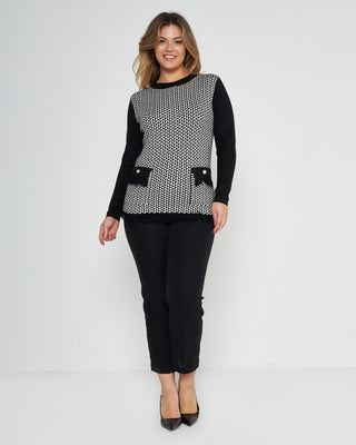 BLACK A geometric pattern sweater