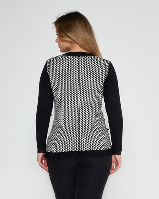 BLACK A geometric pattern sweater