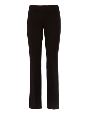 Pantalone flare nero comfy con vita elastica, ideale per look business o glam abbinati a tacchi alti.