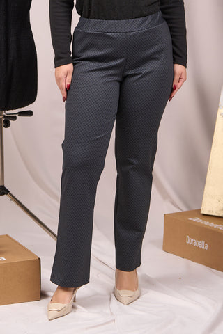 Patterned trousers with elastic waist BLACK