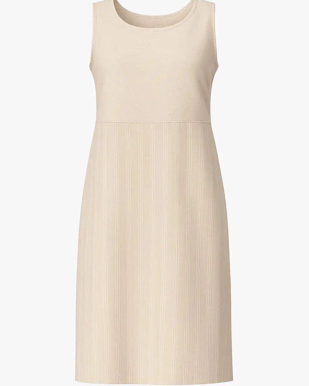 Abito Giromanica in lino rigato lurex con inserti a tinta unita DORABELLA