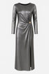 Abito Lungo Metallizzato con Drappeggio Laterale IRONICA