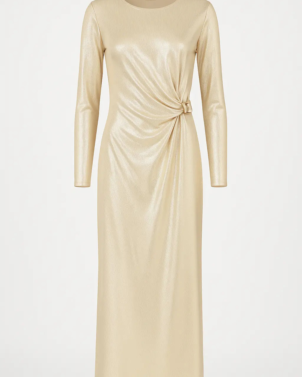 Abito Lungo Metallizzato con Drappeggio Laterale IRONICA