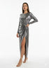 Abito Lungo Metallizzato con Drappeggio Laterale IRONICA