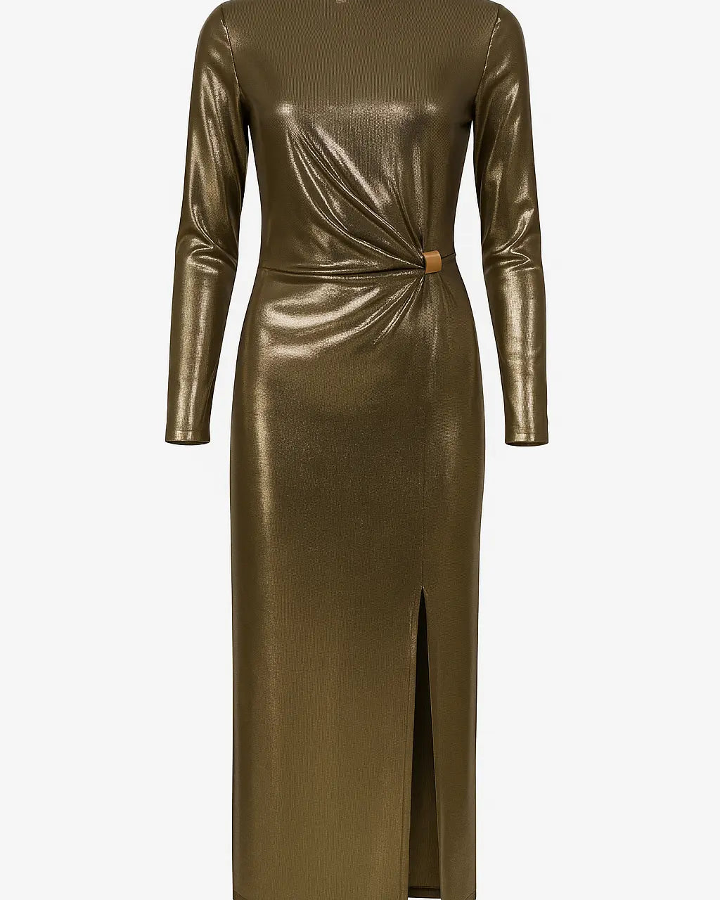 Abito Lungo Metallizzato con Drappeggio Laterale IRONICA