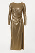 Abito Lungo Metallizzato con Drappeggio Laterale IRONICA Taglia unica (44/46 o M/L) / Oro