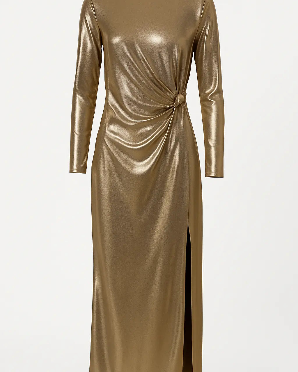 Abito Lungo Metallizzato con Drappeggio Laterale IRONICA Taglia unica (44/46 o M/L) / Oro