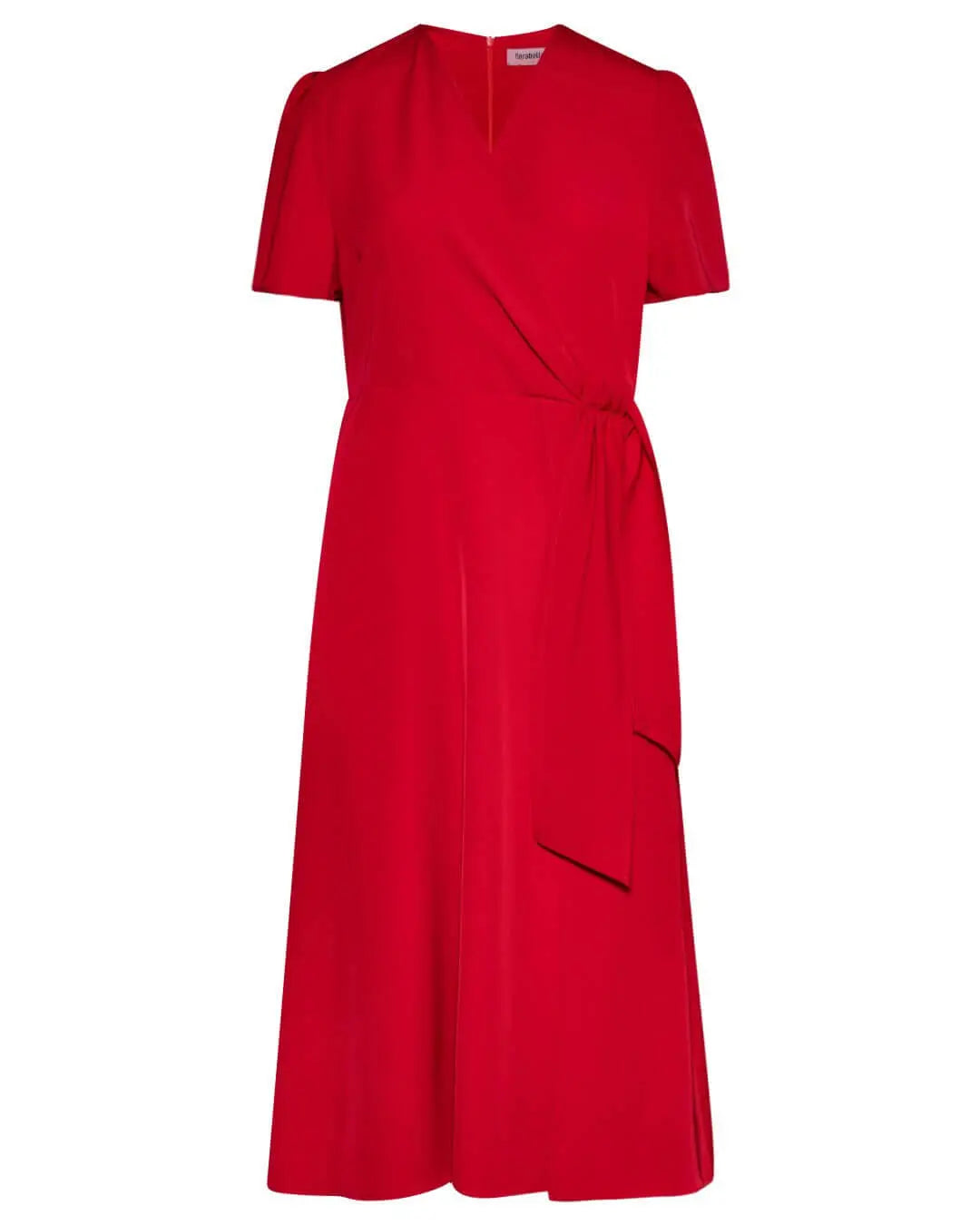 Abito a portafoglio midi in cady tinta unita con dettaglio fusciacca in vita ROSSO DORABELLA XXL