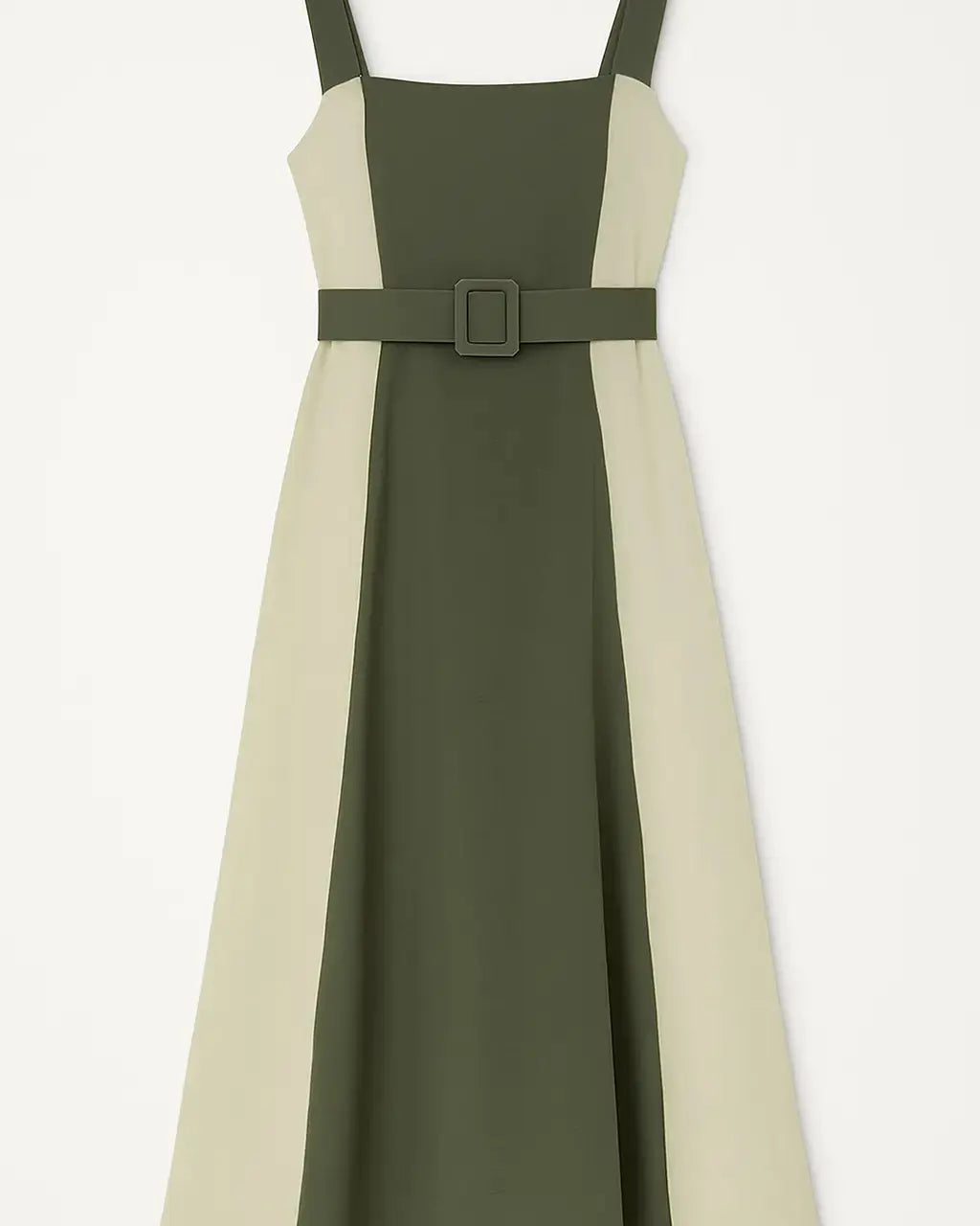 Abito bicolor con cintura in vita Unica by Dorabella Militare-Taglia-Unica-Curvy-fino-alla-54