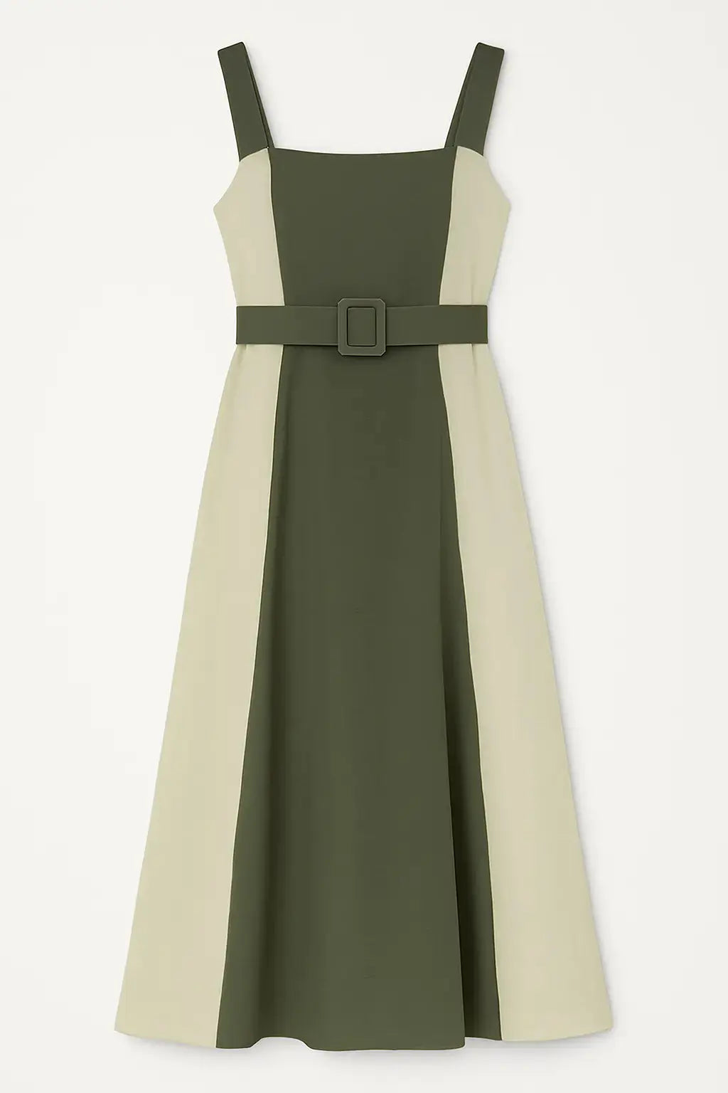 Abito bicolor con cintura in vita Unica by Dorabella Militare-Taglia-Unica-Curvy-fino-alla-54