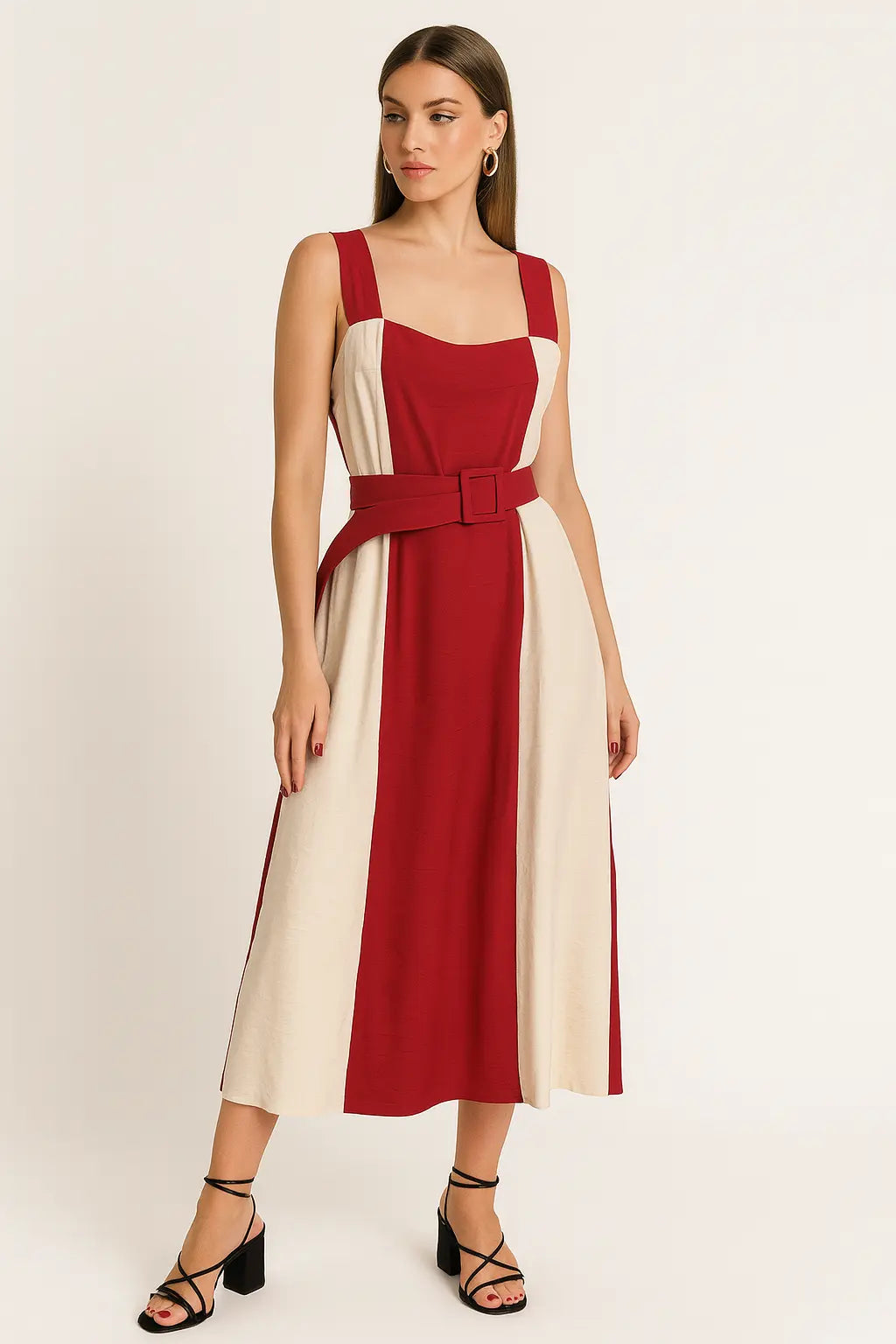 Abito bicolor con cintura in vita Unica by Dorabella