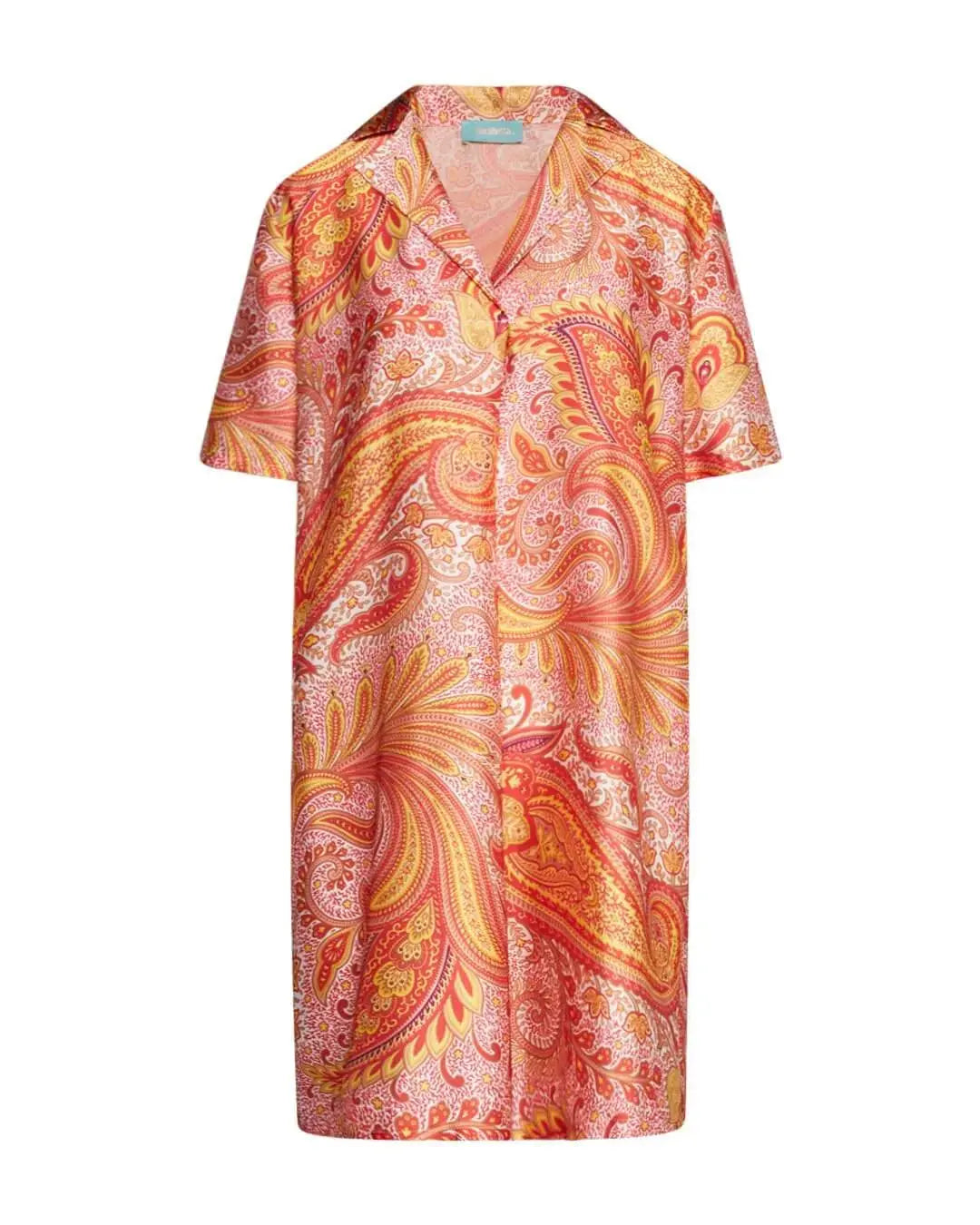 Abito chemisier in raso con fantasia cashmere e collo con revers PAPAVERO DORABELLA