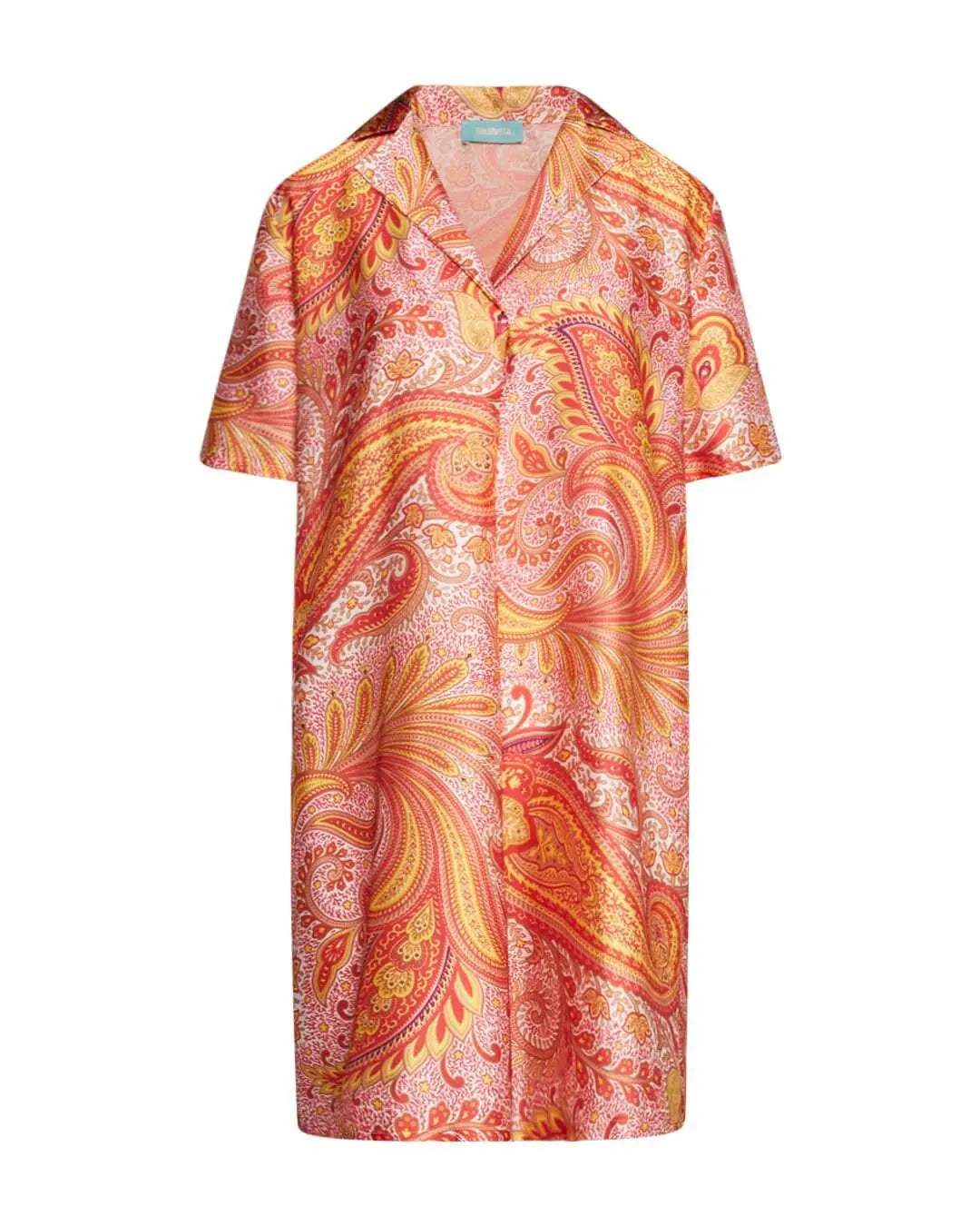 Abito chemisier in raso con fantasia cashmere e collo con revers PAPAVERO DORABELLA