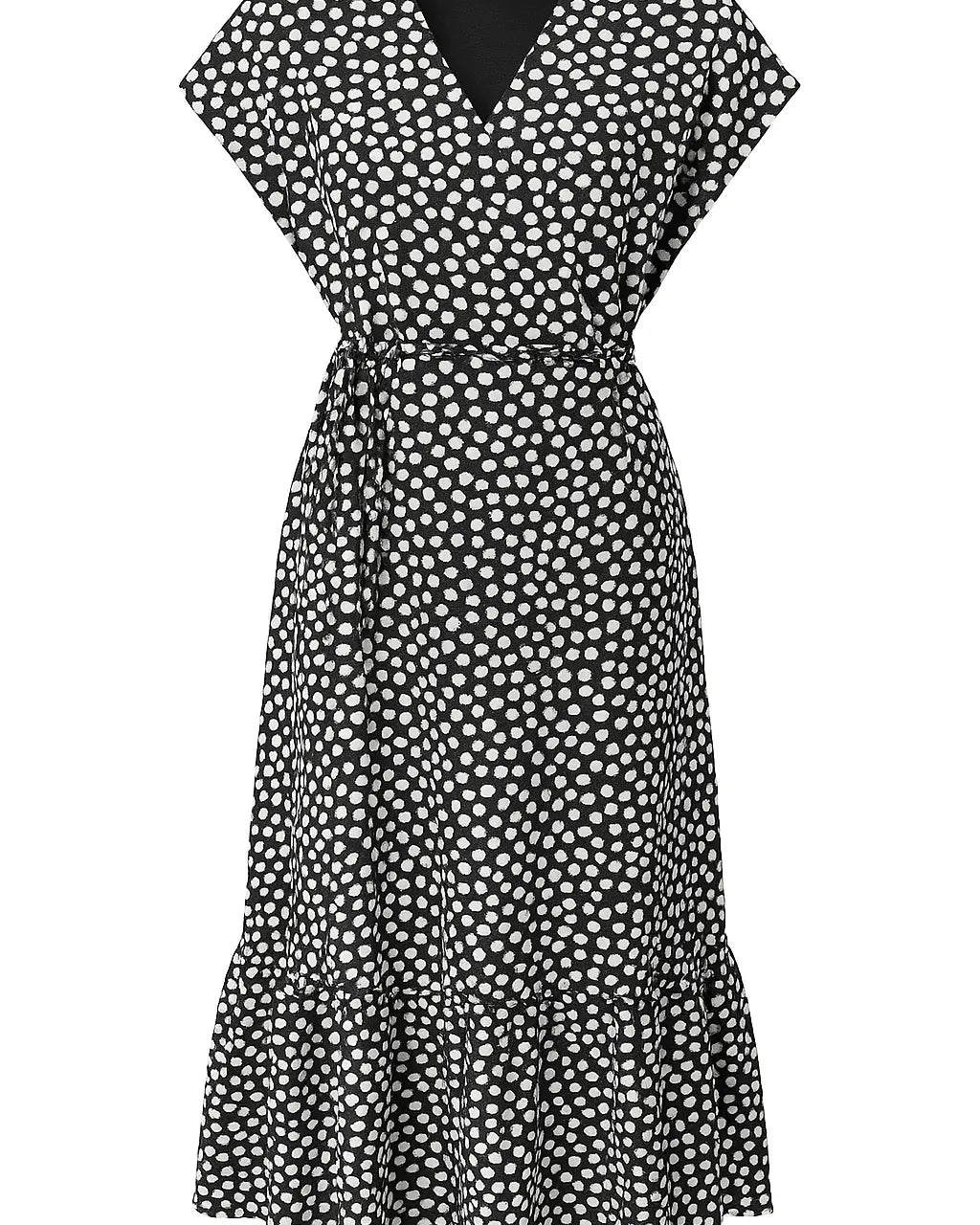 Abito con balze in viscosa stampato DORABELLA