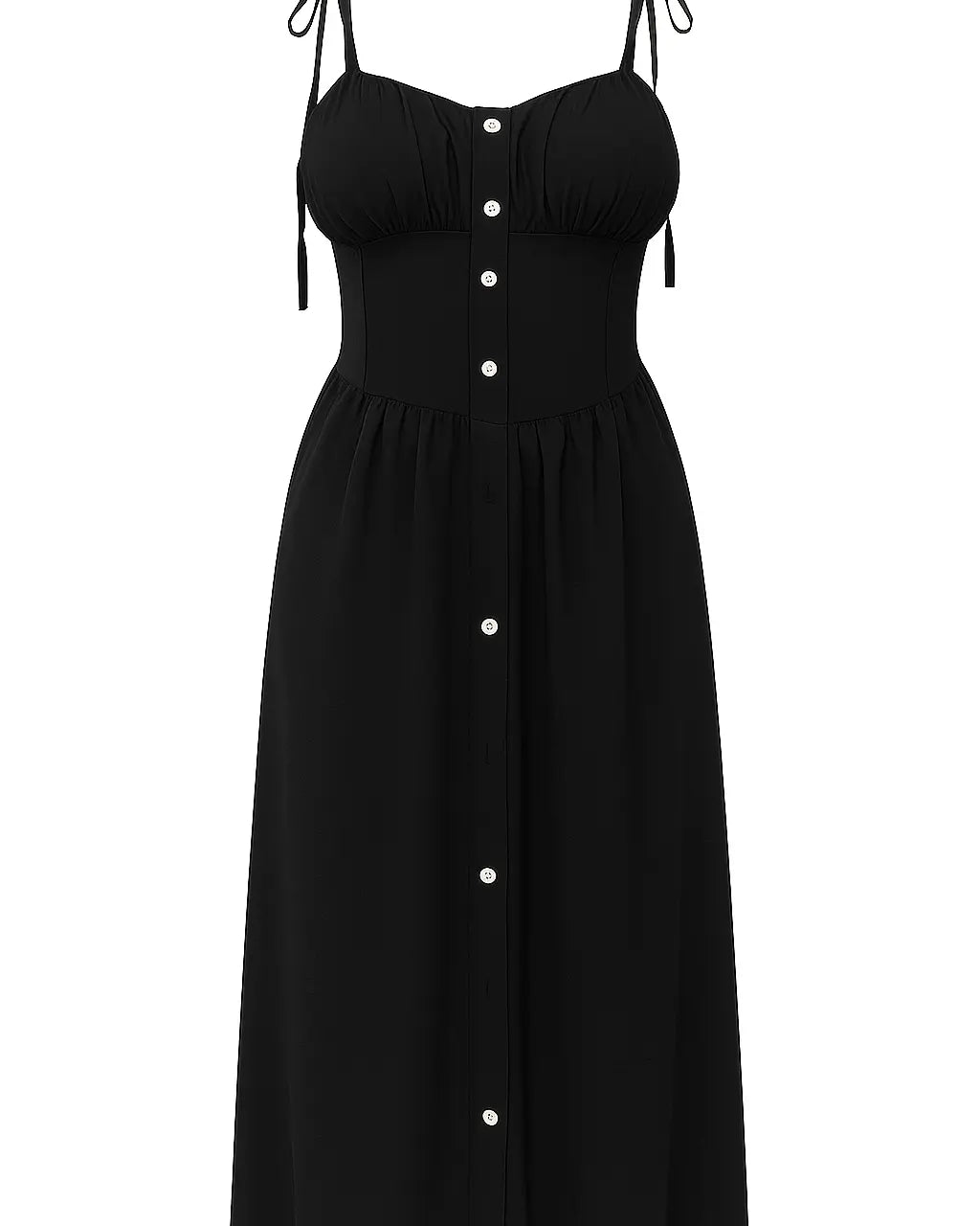 Abito con bretelline, bottoni frontali e corpino con coppette Unica by Dorabella Nero-Taglia-Unica-48-50-o-XL-XXL