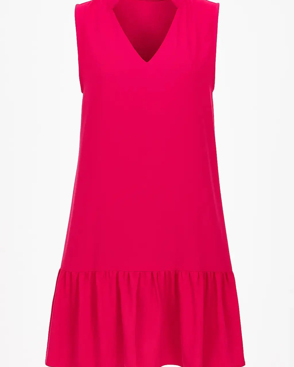 Abito con collo pistagna e balza sul fondo in viscosa DORABELLA Magenta-XXL