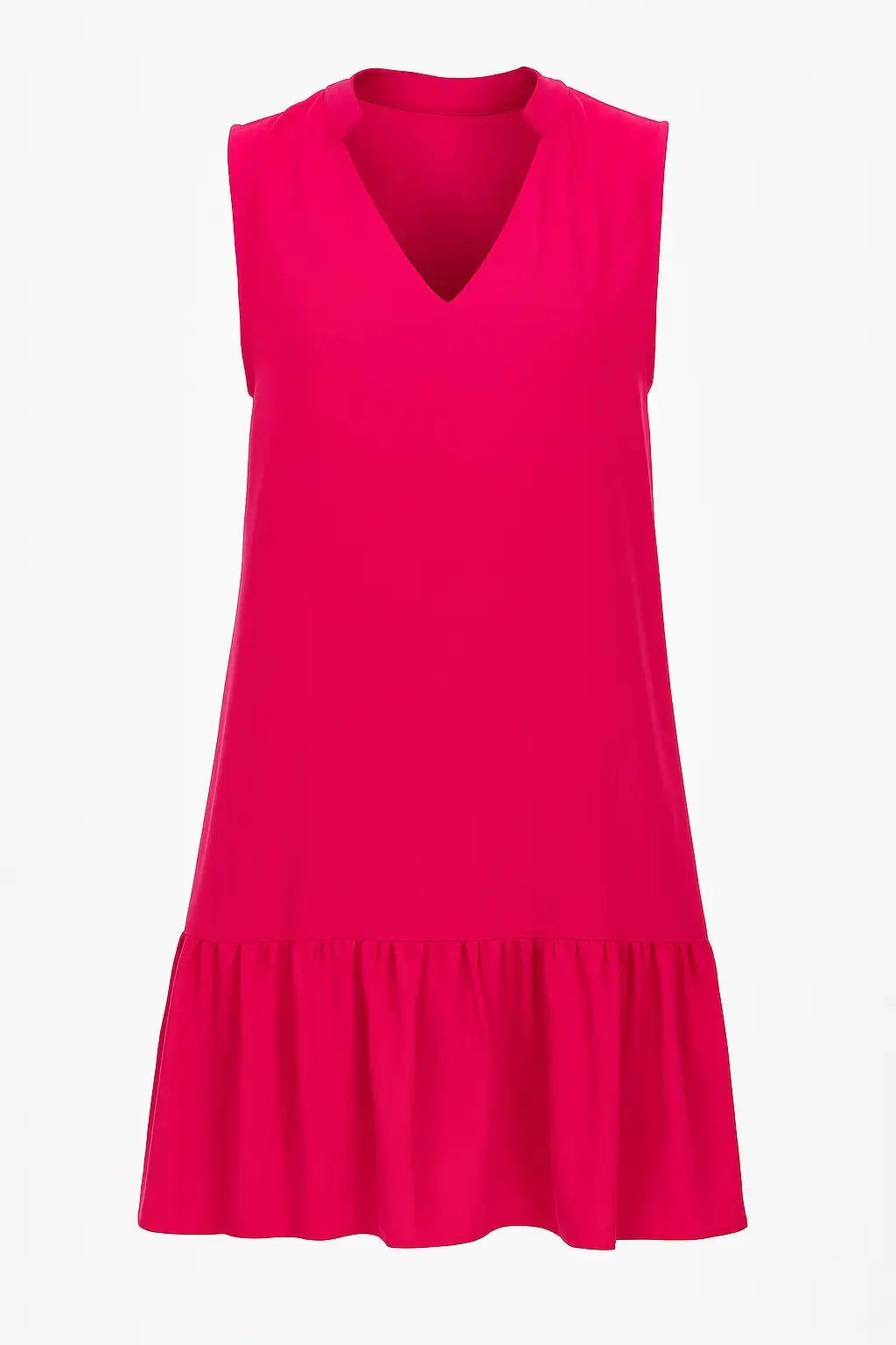 Abito con collo pistagna e balza sul fondo in viscosa DORABELLA Magenta-XXL