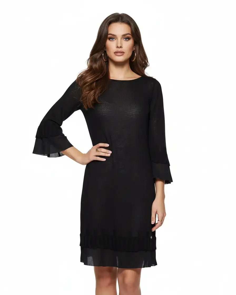 Abito con dettagli georgette NERO IRONICA