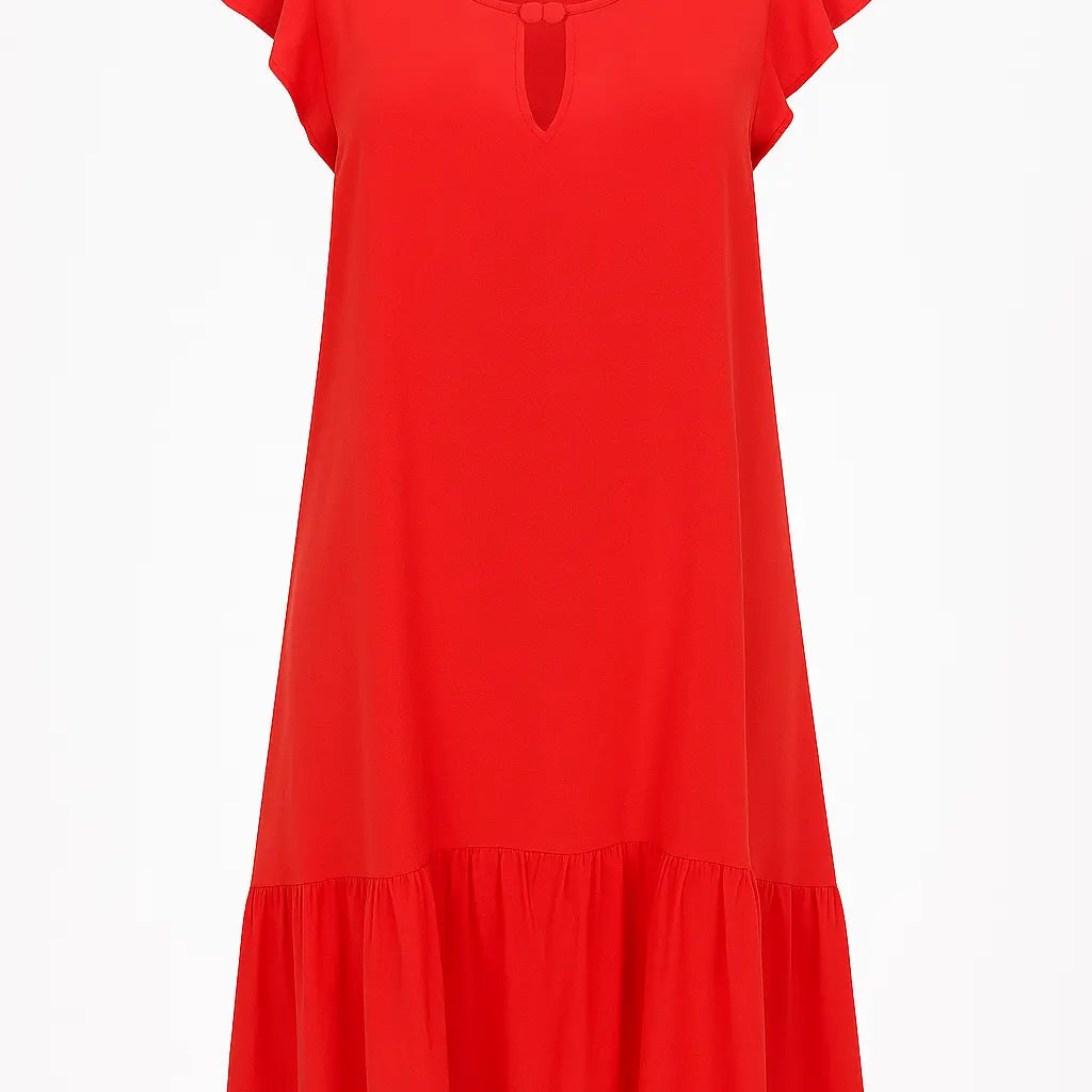 Abito con goccia, volant e balza sul fondo in viscosa DORABELLA Arancione-XXL