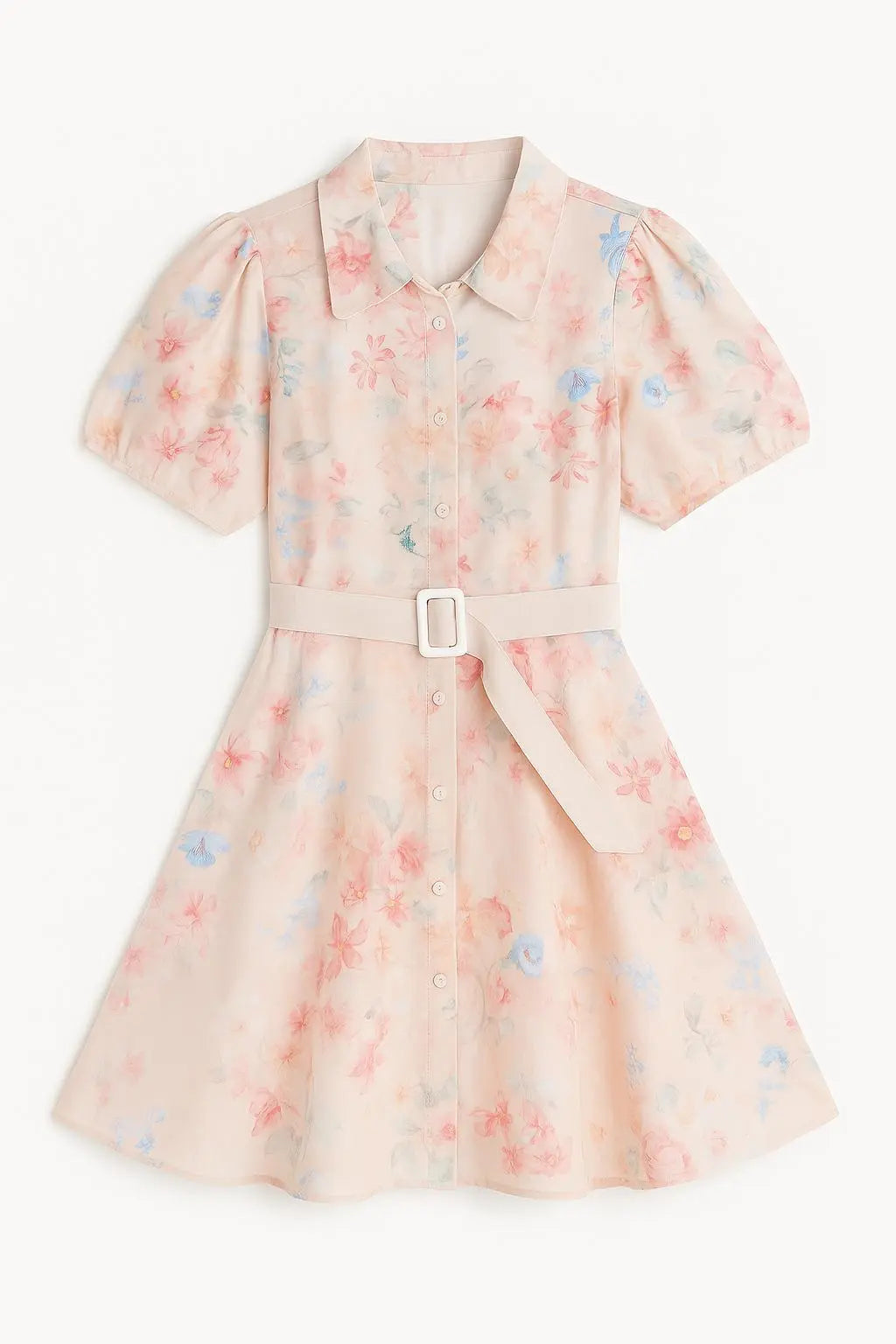 Abito con maniche a palloncino e cintura fantasia floreale Unica by Dorabella Rosa-Taglia-Unica-Curvy-fino-alla-54