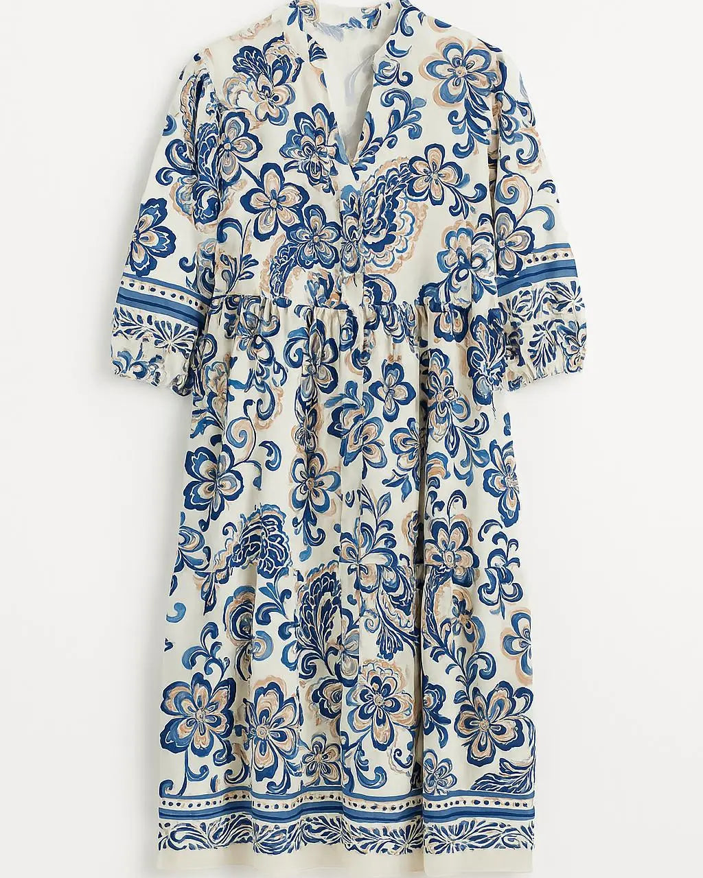 Abito con scollo a V e bottoni in viscosa a fantasia DORABELLA